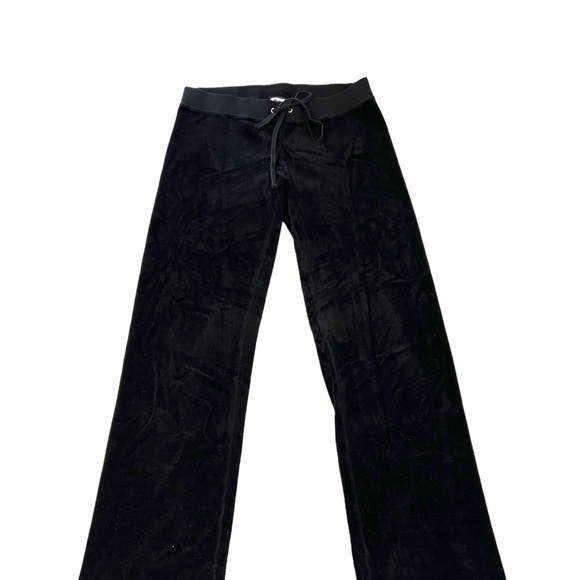 Juicy Couture Velour Flare Track Pants  Black Velvet Y2K Vintage - Picture 3 of 6